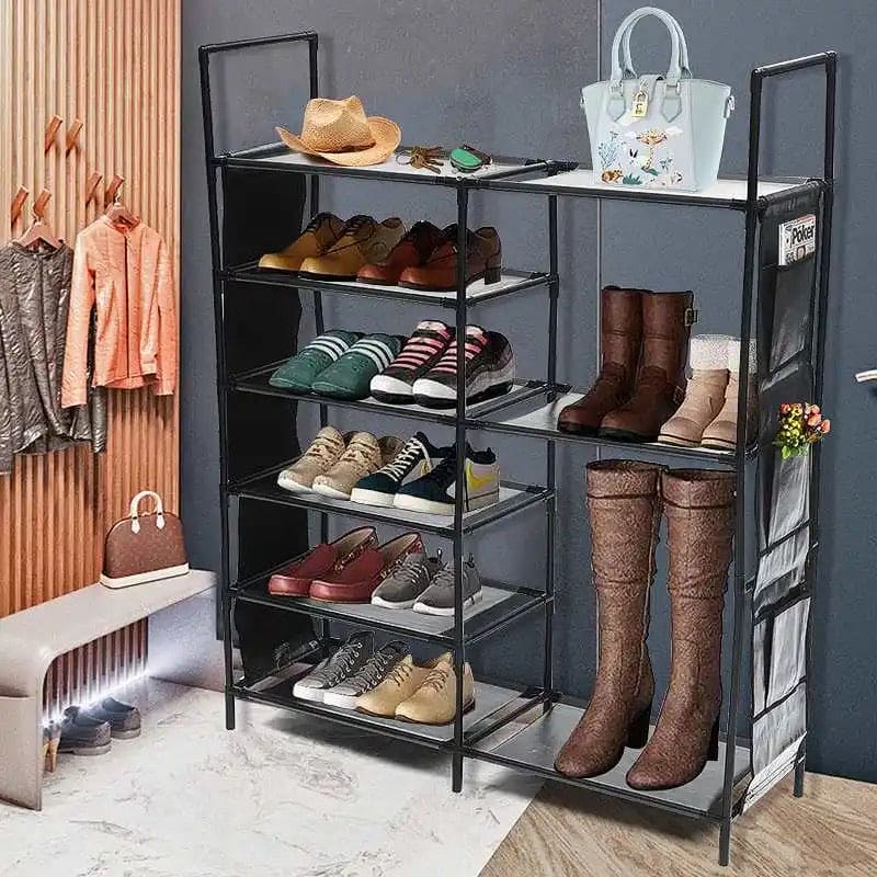 Multifunctional Storage Organizer, Standing Shoe Tower Racks, Cupboard Space Saving Shoe Stand, 7 Tier Shoe Rack for Entryway, Metal Shoe Organizer for Entryway Closet, Stackable Shoe Boots Storage Cabinet With Hooks Multifunctional Storage Organizer, Standing Shoe Tower Racks, Cupboard Space Saving Shoe Stand, 7 Tier Shoe Rack for Entryway, Metal Shoe Organizer for Entryway Closet, Stackable Shoe Boots Storage Cabinet With Hooks